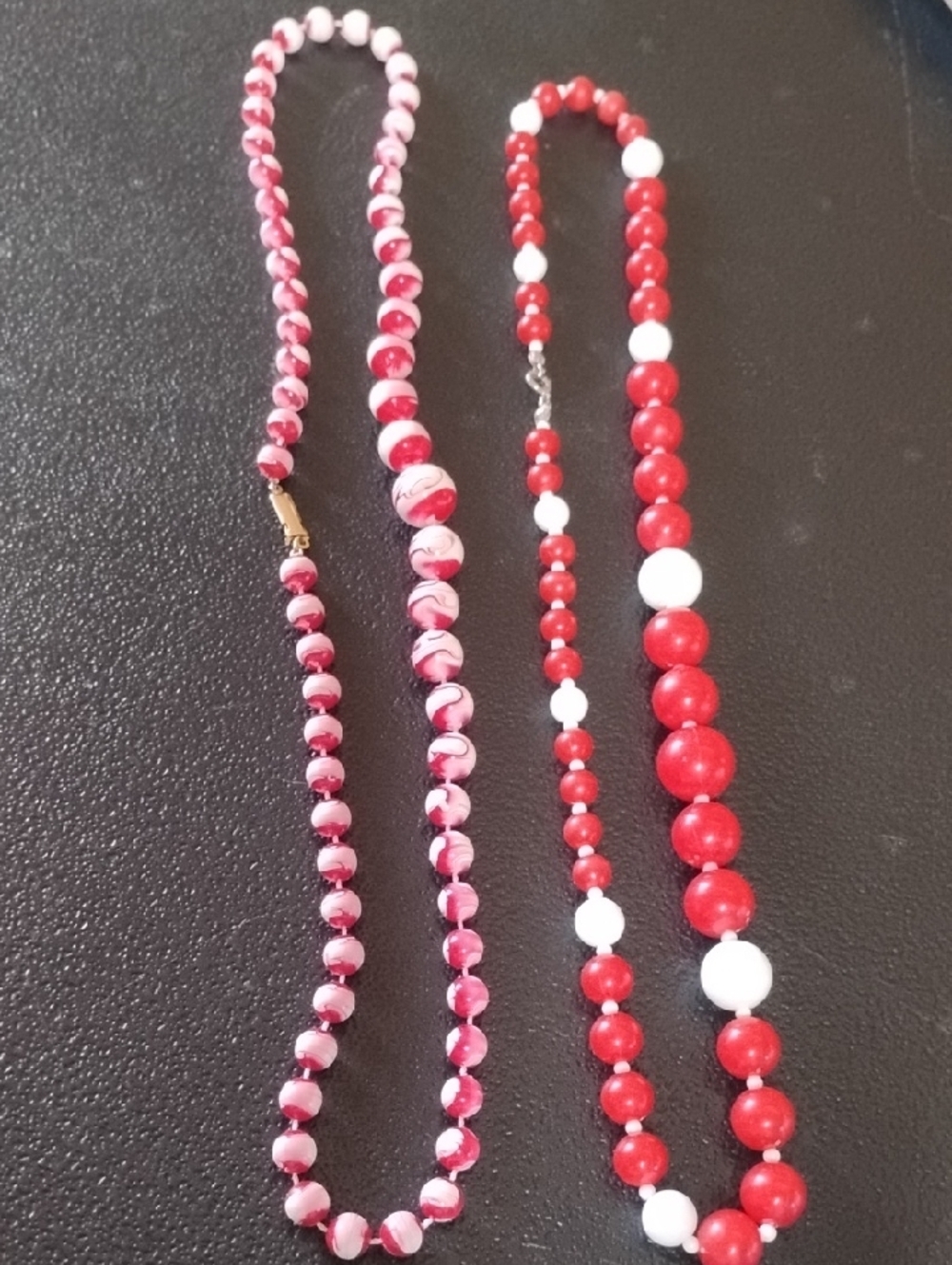 Red and White Beaded  Necklaces